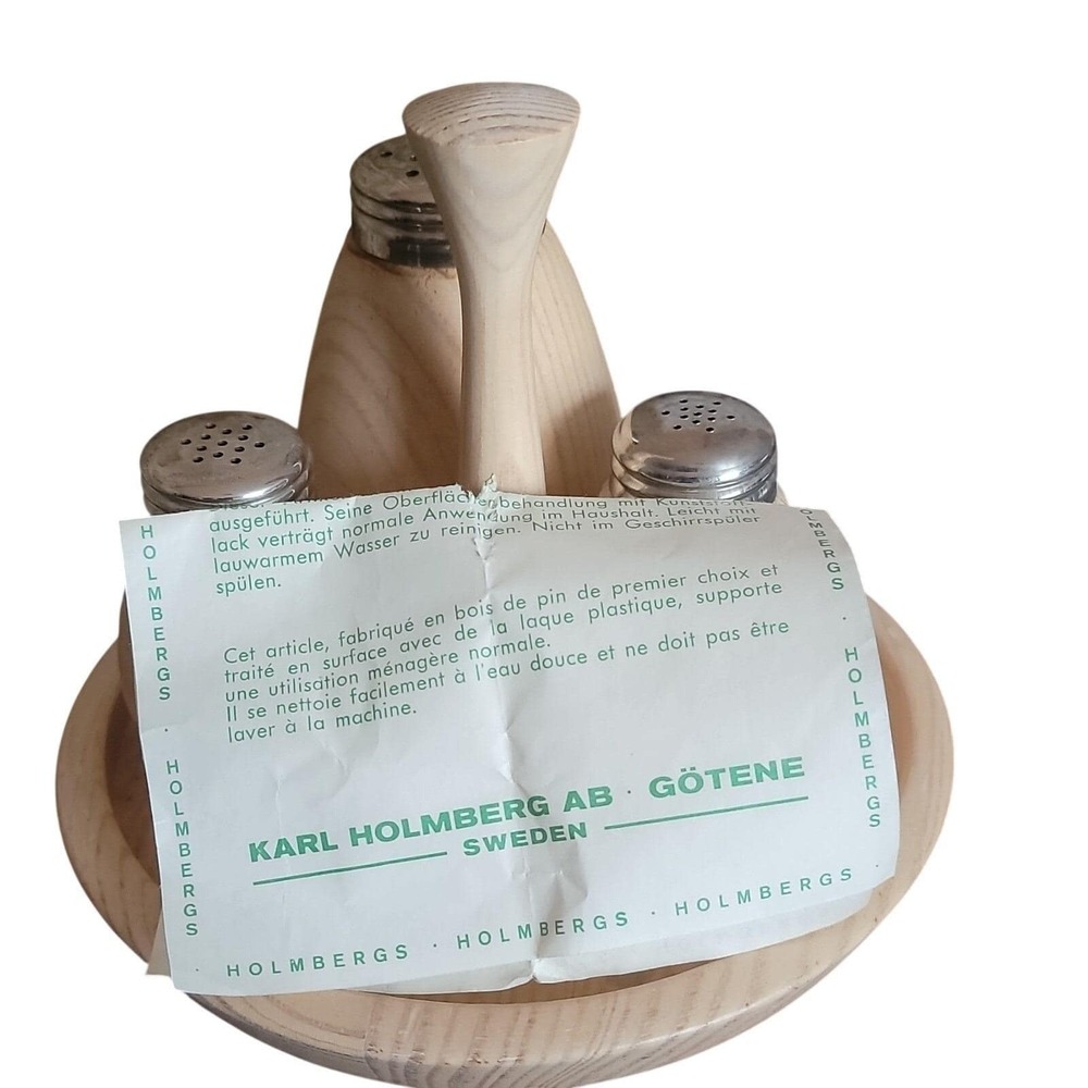 Vintage‎ Karl Holmberg AB Gotene Sweden Pine Wood Shaker Set 1967 Mid Century